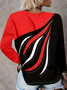 Women's Long Sleeve T-shirt Spring/Fall Red Abstract Printing Jersey Crew Neck Daily Going Out Casual Top
