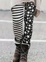 Casual Tight Striped Cotton Leggings