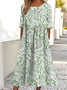 Women's Round Neck Printed Dress Is Fashionable And Elegant With A Loose Swing Style