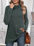 Women's Long Sleeve T-shirt Spring/Fall Fuchsia Plain Split Joint Turtleneck Daily Going Out Vintage Top