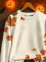 Women's Halloween Maple Leaf Print Casual Crew Neck Long Sleeve Sweatshirt