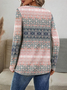 Women's Long Sleeve T-shirt Spring/Fall Pink Ethnic Printing Jersey Crew Neck Daily Going Out Casual Top