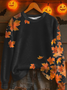 Women's Halloween Maple Leaf Print Casual Crew Neck Long Sleeve Sweatshirt