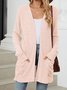 Cotton-Blend Loose Simple New Autumn And Winter Solid Color Casual Pocket Long-sleeved Warm Knitted Cardigan