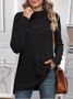 Women's Long Sleeve T-shirt Spring/Fall Fuchsia Plain Split Joint Turtleneck Daily Going Out Vintage Top