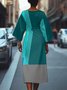 Geometric Street Crew Neck Regular Fit Dolman Sleeve Dress With Belt
