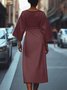 Regular Fit Dolman Sleeve Street Crew Neck Dress With Belt