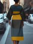 Crew Neck Dolman Sleeve Street Dress With Belt