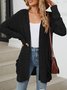Cotton-Blend Loose Simple New Autumn And Winter Solid Color Casual Pocket Long-sleeved Warm Knitted Cardigan