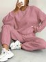 Women's Autumn And Winter Fashion Ribbed Jacquard Trousers Casual Two-Piece Sweatshirt Trousers
