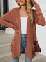 Cotton-Blend Loose Simple New Autumn And Winter Solid Color Casual Pocket Long-sleeved Warm Knitted Cardigan
