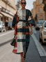 Crew Neck Dolman Sleeve Street Dress With Belt