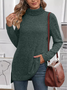 Women's Long Sleeve T-shirt Spring/Fall Fuchsia Plain Split Joint Turtleneck Daily Going Out Vintage Top