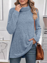 Women's Long Sleeve T-shirt Spring/Fall Fuchsia Plain Split Joint Turtleneck Daily Going Out Vintage Top