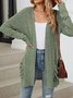 Cotton-Blend Loose Simple New Autumn And Winter Solid Color Casual Pocket Long-sleeved Warm Knitted Cardigan