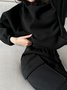 Women's Solid Color Sports Casual Sweatshirt Suit Fashionable Loose Long Sleeve Style