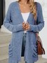 Cotton-Blend Loose Simple New Autumn And Winter Solid Color Casual Pocket Long-sleeved Warm Knitted Cardigan