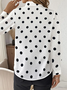 Women's Long Sleeve Shirt Spring/Fall White Polka Dots Buckle Shirt Collar Regular Sleeve Daily Going Out Casual Top