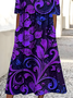 Women's Round Neck Retro Print Dress Fashionable And Elegant Loose Style