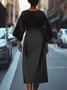 Regular Fit Dolman Sleeve Street Crew Neck Dress With Belt