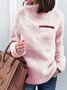 Split Joint Plain Casual Loose Turtleneck Plush Warm Sweater
