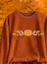 Women's Halloween Pumpkin Maple Leaf Print Casual Crew Neck Long Sleeve Sweatshirt