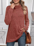 Women's Long Sleeve T-shirt Spring/Fall Fuchsia Plain Split Joint Turtleneck Daily Going Out Vintage Top