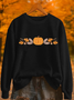 Women's Halloween Pumpkin Maple Leaf Print Casual Crew Neck Long Sleeve Sweatshirt