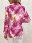 Women's Long Sleeve Shirt Spring/Fall Pink Abstract Buckle Shirt Collar Regular Sleeve Daily Going Out Casual Top