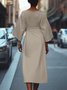 Regular Fit Dolman Sleeve Street Crew Neck Dress With Belt