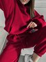 Women's Solid Color Sports Casual Sweatshirt Suit Fashionable Loose Long Sleeve Style