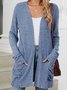 Cotton-Blend Loose Simple New Autumn And Winter Solid Color Casual Pocket Long-sleeved Warm Knitted Cardigan