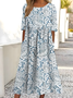 Women's Round Neck Printed Dress Is Fashionable And Elegant With A Loose Swing Style