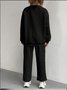 Women's Autumn And Winter Fashion Ribbed Jacquard Trousers Casual Two-Piece Sweatshirt Trousers