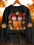 Women'S Gnome Autumn Pumpkin Print Sweatshirt