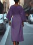 Regular Fit Dolman Sleeve Street Crew Neck Dress With Belt