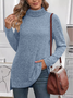 Women's Long Sleeve T-shirt Spring/Fall Fuchsia Plain Split Joint Turtleneck Daily Going Out Vintage Top