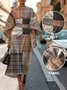 Crew Neck Dolman Sleeve Street Dress With Belt