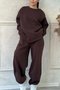 Women's Autumn And Winter Casual Loose Round Neck Long Sleeve Sweatshirt Trousers Two-Piece Suit