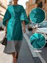 Geometric Street Crew Neck Regular Fit Dolman Sleeve Dress With Belt