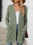 Cotton-Blend Loose Simple New Autumn And Winter Solid Color Casual Pocket Long-sleeved Warm Knitted Cardigan