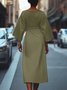 Regular Fit Dolman Sleeve Street Crew Neck Dress With Belt