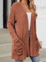Cotton-Blend Loose Simple New Autumn And Winter Solid Color Casual Pocket Long-sleeved Warm Knitted Cardigan
