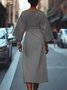 Regular Fit Dolman Sleeve Street Crew Neck Dress With Belt