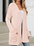 Cotton-Blend Loose Simple New Autumn And Winter Solid Color Casual Pocket Long-sleeved Warm Knitted Cardigan