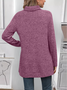 Women's Long Sleeve T-shirt Spring/Fall Fuchsia Plain Split Joint Turtleneck Daily Going Out Vintage Top