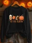 Women's Halloween Autumn Print Crew Neck Long Sleeve Sweatshirt