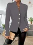Regular Fit Urban Elegant And Fashionable Casual Double-button Solid Color Long-sleeved Others Blazer