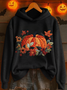 Women's Halloween Autumn Print Hooded Long Sleeve Sweatshirt