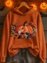 Women's Halloween Autumn Print Hooded Long Sleeve Sweatshirt